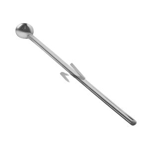 Cuchara para refrescos de mango largo con diseño de frutas, de acero inoxidable con acabado plateado, parte de un juego de cubiertos sostenible y duradero - Product Image 1