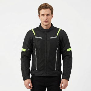 Chaqueta de Motocicleta Reflectante Negra para Hombre, Manga Larga, Resistente al Viento, para Todas las Estaciones, Ropa de Carreras - Product Image 4