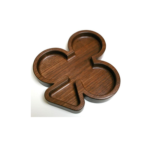 Handcrafted Modern Four Petal Flower Wooden Serving <b>Tray</b> with 4 Compartments & Center Eco-Friendly Snack Condiment Organizer - Product Image 3