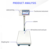 Timbangan Digital LCD Stainless Steel TCS 150kg 10g Akurasi Tinggi dengan Printer Label Barcode, OEM Dapat Disesuaikan