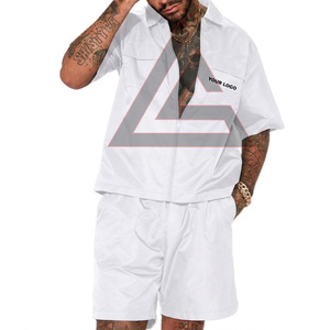 Conjunto Deportivo de Algodón Ecológico Personalizado, Talla Grande, Ligero, Cómodo, Corte Regular, Transpirable, Cuello Camisero, Conjunto Corto para Hombre - Product Image 3