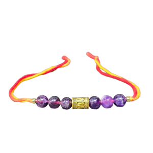 Venta al por mayor de piedras preciosas amatista Rakhi para hermano hermana amor indio Rakhi Festival pulido curación Feng Shui Rakhi para mujeres - Product Image 4