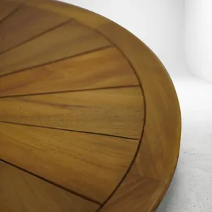 Modern Teak <b>Wood</b> Outdoor Round <b>Table</b> Design Durable Natural Finish for Patio <b>Garden</b> Furniture - Product Image 2