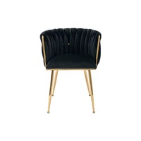 Chaises de salle à manger modernes noires avec pieds en métal doré, fauteuil rembourré en velours capitonné pour la maison, le bar, l'appartement, l'entrepôt