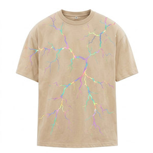 Camiseta de Algodón Oversize Moderna para Hombre con Estampado Gráfico Reflectante, Top de Moda Inspirado para Atuendos Casuales Diarios - Product Image 1