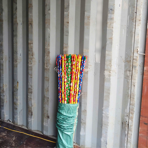 Manche à balai en bois d'eucalyptus de 120 cm, revêtu de PVC, écologique, imperméable, motif fleur de panda, 2-en-1, léger et portable pour la maison - Product Image 1