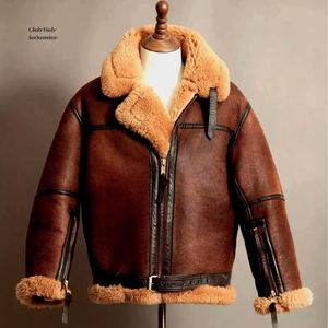 Chaqueta de Piel de Oveja de Diseño para Hombre, Prenda Exterior de Lujo, Chaqueta de Piel de Oveja Estilo Shearling, Cálida y Resistente - Product Image 1