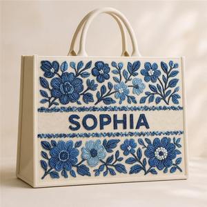 Bolso de mano hecho a mano con cuentas y diseño floral para eventos nocturnos, bolso tote con bordado de cuentas, gran capacidad y bolsillo interior. - Product Image 1