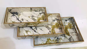 Elegante bandeja para servir de madera pintada para utilidad y tocador para servir frutas - Product Image 2