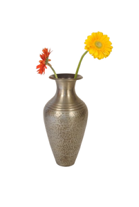 Vase à fleurs en métal finition cuivre antique, style artisanal, support décoratif pour arrangement floral, décoration rustique vintage pour la maison, élégant - Product Image 2