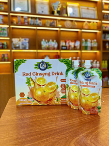 VINUT TRUST <b>Red</b> Ginseng Drink Orange Juice Box of 10 Bags 100ml Each Vitamin C B12 - Product Image 1