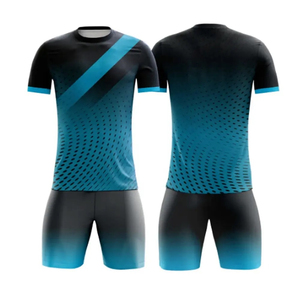 Conjunto de Camiseta de Fútbol Personalizada con Estampado Digital en Poliéster/Algodón, Cuello en V, Blanco y Azul, Manga Corta, Nombre del Equipo y Número Impresos - Product Image 5