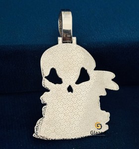 Pendentif Crâne Personnalisé Hip Hop Entièrement Sertie de Diamants Moissanite Taille Ronde Brillante en Argent Sterling 925 - Product Image 6