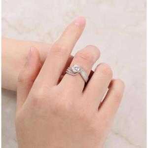 Anillo de Compromiso con Diamante de Corte Redondo en Oro Blanco, Banda Trenzada con Pavé, Anillo Solitario de Inspiración Vintage, Joyería Nupcial para Mujeres Elegantes - Product Image 2