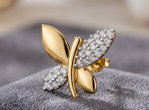 Floral asset <b>Gold</b> and Diamond bridal wedding luxury Fine Jewellery Gift diamond earing <b>Earrings</b> <b>Dangle</b> - Product Image 2