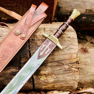 Épée réplique Anaklusmos de Percy Jackson en acier inoxydable, fabriquée à la main, Xiphos grec, épée de fantaisie, trident, couteau de camping - Product Image 1