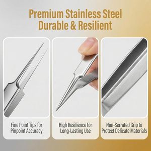 Pinzas para vello encarnado de acero inoxidable, removedor de puntos negros de precisión, pinzas para cejas, vello facial, astillas y garrapatas - Product Image 5