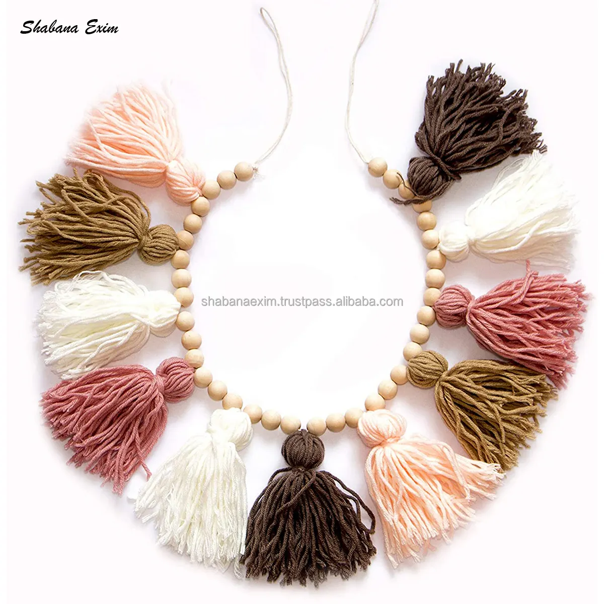 Different Design Handmade Beads Colorful Tassel Garland Macrame Wall Hanging Art Decoration Garland with High Quality from India