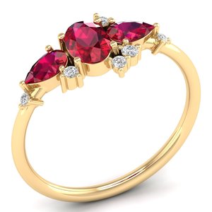Bague en rubis pour femme, prix de gros REYES, or massif 14 carats, moissanite certifiée GRA, bijoux fins faits à la main - Product Image 2