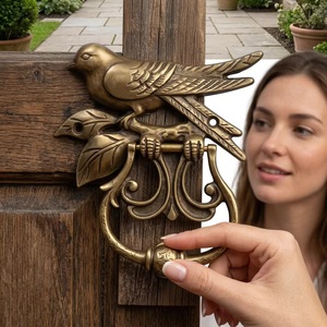 Battant de porte en fonte motif oiseau, design Art Déco, étanche, écologique, décoration extérieure pour entrée, accent durable pour la maison, auto-adhésif - Product Image 2