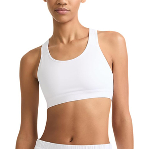 High Support White Racerback Sports Bra For Women <b>Padded</b> Non See Through <b>Running</b> Bra Dry Fit Gym Fitness Workout Underwear Top - Product Image 1