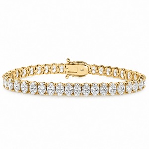 Bracelet en or massif 14 carats pour femme, diamant taille ovale, bijoux de mariage classiques, diamants de laboratoire couleur D - Product Image 4