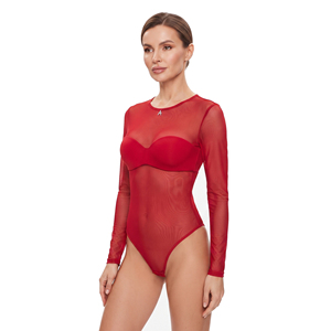 Women <b>Sheer</b> Mesh <b>Bodysuit</b> Long Sleeve Crew Neck High Waist See Through <b>Bodysuit</b> Clubwear Tummy Control <b>Sheer</b> Mesh <b>Bodysuit</b> Women - Product Image 1