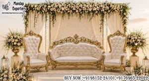 Conjunto de Sofás de Boda Estilo Palacio Clásico para Salones de Banquetes, Sofá de Boda Tallado a Mano, Muebles de Lujo para Escenario de Boda en Dorado - Product Image 5