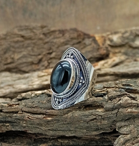 <b>925</b> Sterling <b>Silver</b> Black Onyx Oval Cut Bezel Setting Classic Wedding <b>Ring</b> Handmade Women <b>Ring</b> - Product Image 3