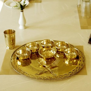 Service de table Jaali Royal Classique en laiton, 10 pièces (14 assiettes) - Compatible lave-vaisselle, écologique et réutilisable - Product Image 6