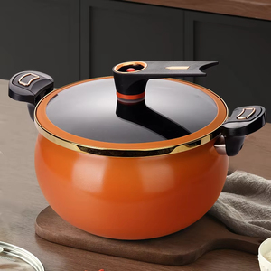 Casserole en céramique orange moderne avec couvercle en verre, écologique, compatible four, gaz et induction - Product Image 1