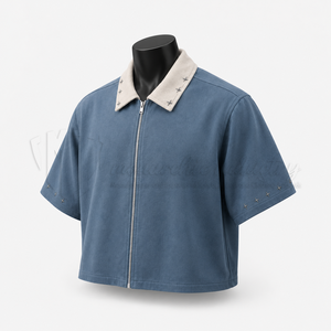 เสื้อแจ็คเก็ตแขนสั้นลำลองสำหรับผู้ชาย คอปกพับได้ ซิปหน้า ผลิตจากผ้าฝ้ายออร์แกนิค 100% เป็นมิตรต่อสิ่งแวดล้อม แห้งเร็ว น้ำหนักเบา เหมาะสำหรับฤดูใบไม้ผลิ - Product Image 3