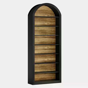 Libreria Alta in Legno con Arco, Elegante Scaffale Espositivo per Casa e Ufficio - Product Image 4