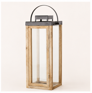 Handcrafted Rustic Mango Wood and Metal <b>Lantern</b> <b>Large</b> Decorative Glass <b>Candle</b> Holder for Farmhouse Indoor Outdoor Home Decor - Product Image 6