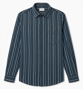 Chemise décontractée en coton respirant à rayures, à double boutonnage et manches longues pour homme Enovate - Product Image 1