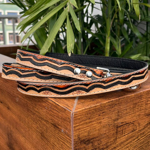 Personalized Pet Accessories Hand Tooled Leather Dog <b>Leash</b> with Comfortable Padded Handle Customizable Genuine Leather Pet <b>Leash</b> - Product Image 2