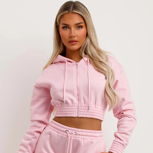 Conjunto de Sudadera con Capucha y Pantalones Cortos para Mujer, Tallas Grandes, MOQ Bajo, Último Diseño, Algodón, Tendencia 2025 - Product Image 2