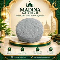 Chapeau de prière musulman traditionnel pour hommes, fabriqué à la main, casquette islamique classique, 100% coton, design embossé, réglable, respirant, pour l'extérieur