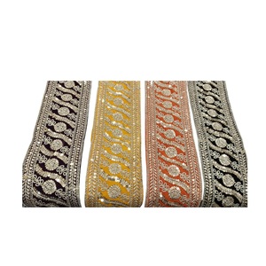 High Quality Designer Cotton Net Lace Ribbons Crochet <b>Yarn</b> Machine Embroidered <b>Sequins</b> Garter Dress Decoration Wholesale Price - Product Image 1