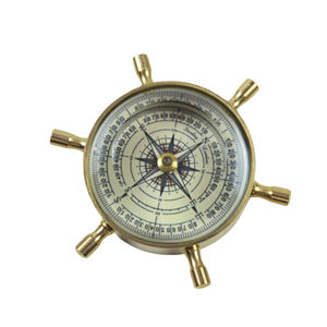 Boussole en laiton pur avec finition nickelée argentée, boussole de poche vintage lumineuse pour le camping, la randonnée, outil rétro à clapet pour l'extérieur - Product Image 3