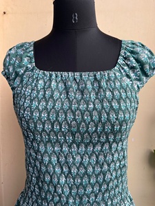 Vestido de Algodón Indio Estampado a Mano, Estilo Vintage, Vestido Largo con Cuello Cuadrado, Bordado Floral, Túnica Larga Hasta el Suelo - Product Image 3
