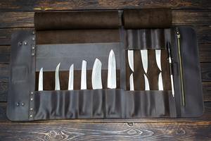 Sac à dos portable en cuir pour couteaux, étui durable en cuir synthétique pour couteaux de cuisine de chef, personnalisable OEM LKR-0356 - Product Image 2