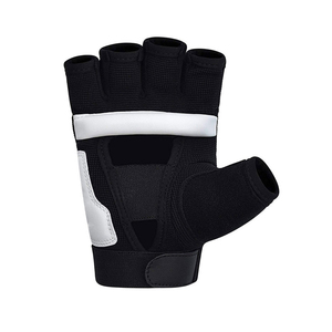 Guantes de gimnasio de medio dedo, material de malla, negro, blanco, unisex, equipo de entrenamiento para levantamiento de pesas, diseño sin cordones, guantes de entrenamiento físico - Product Image 6