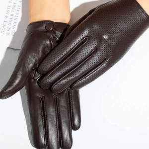Gants de cyclisme en cuir jaune respirants avec doublure thermique en microfibre, longueur poignet, pour le voyage, le sport, printemps-été - Product Image 1