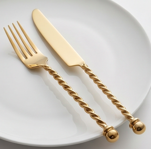 Ensemble de couverts en acier inoxydable, design moderne, poignée en corde, compatible lave-vaisselle, idéal pour les cadeaux, ustensiles de cuisine, utilisation sur table - Product Image 2