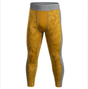 T-shirt de sport à manches courtes pour homme, jaune et gris, imprimé par sublimation, séchage rapide, logo avant, compression - Product Image 2