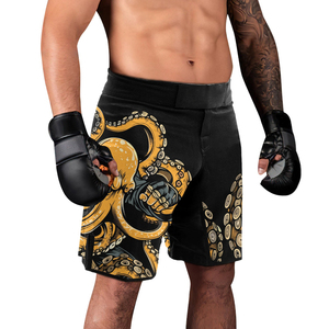 Men's Black MMA <b>Shorts</b> Print Quick Dry Mixed Martial Arts Fight Wear Regular Fit Practice <b>Grappling</b> <b>Shorts</b> - Product Image 6