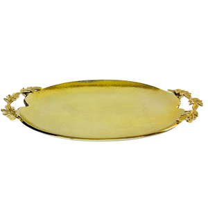 Plateau en métal doré de qualité supérieure avec poignées florales de luxe, vaisselle design, plateau de service alimentaire, plateau de table basse pour les fournisseurs d'hôtels - Product Image 4