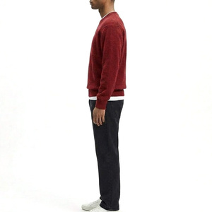 Men's Solid Red Knitted Pullover Sweater Full Sleeve Autumn Wear - Product Image 4