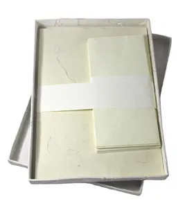 Ensemble de papeterie Têtes de lettres et enveloppes A4 avec boîte en papier brodé Dossier en papier de coton recyclé fait main pour le bureau